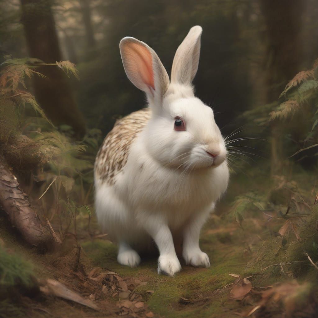 Surreal Rabbit Transforms into Hedgehog in Oil Painting