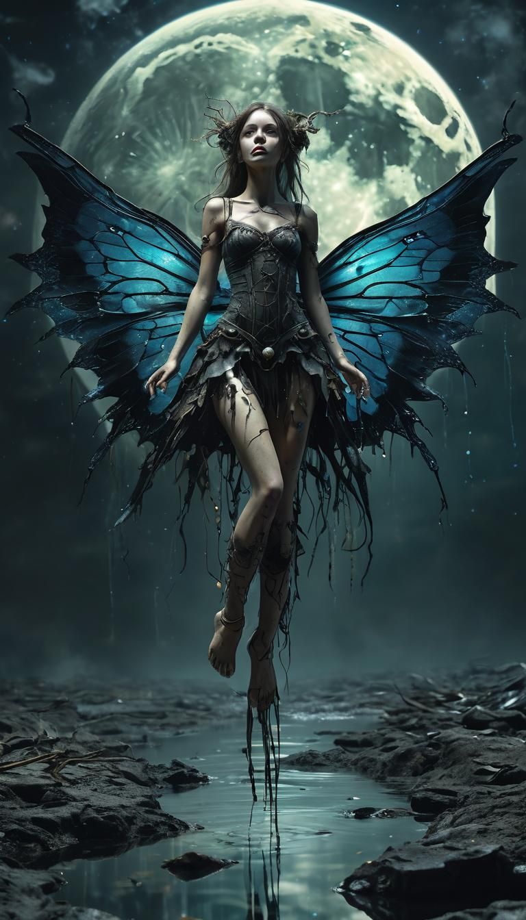 Ethereal Fairy in Necronomicon-Inspired Post-Apocalyptic Dre...