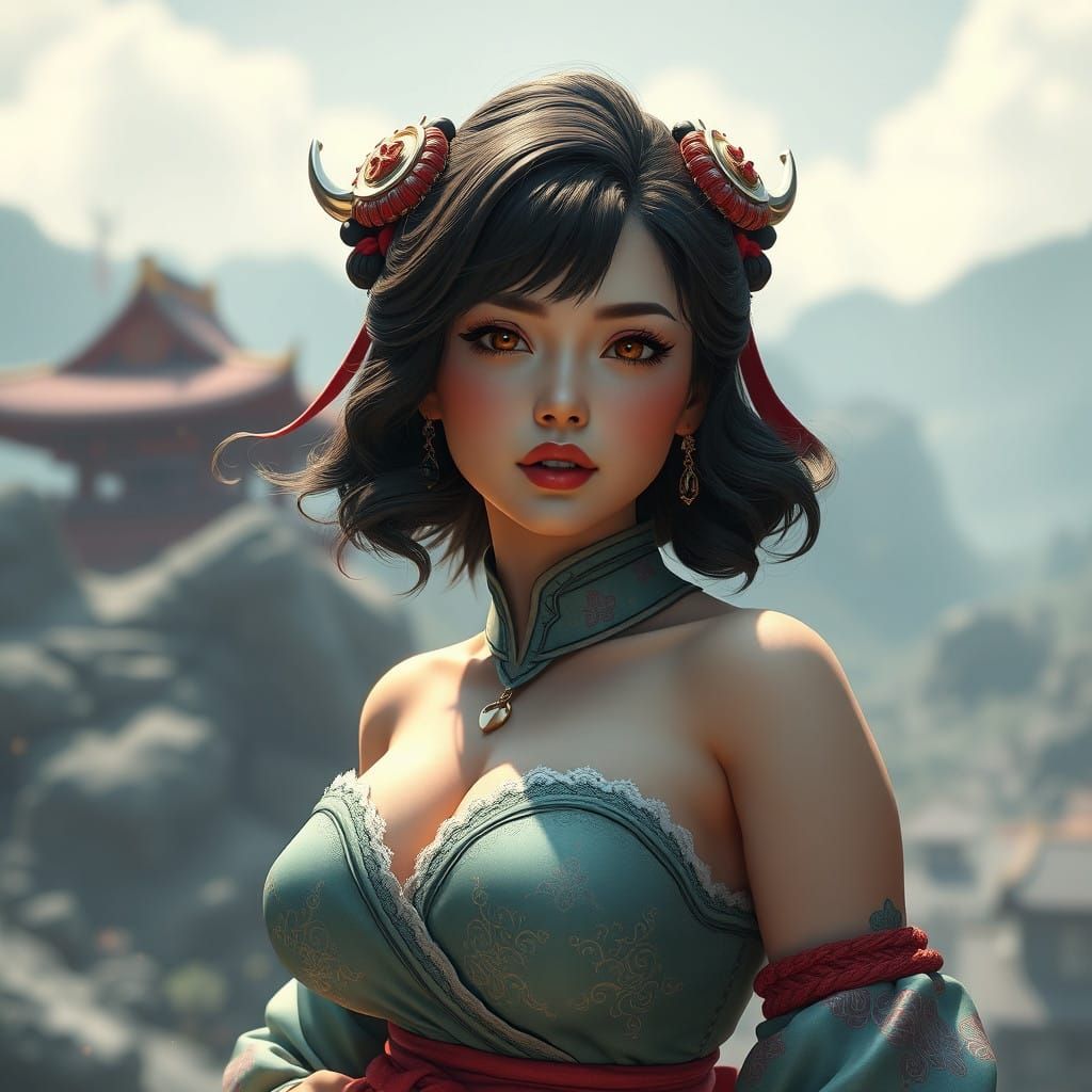 Retrofuturistic Goddess in Vibrant Colors