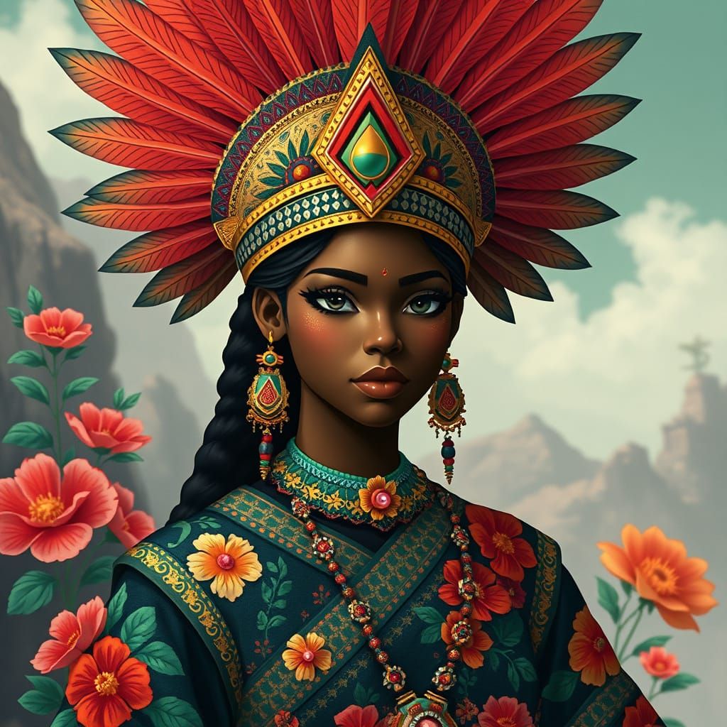Aztec Warrior Princess with Japanese Anime Style