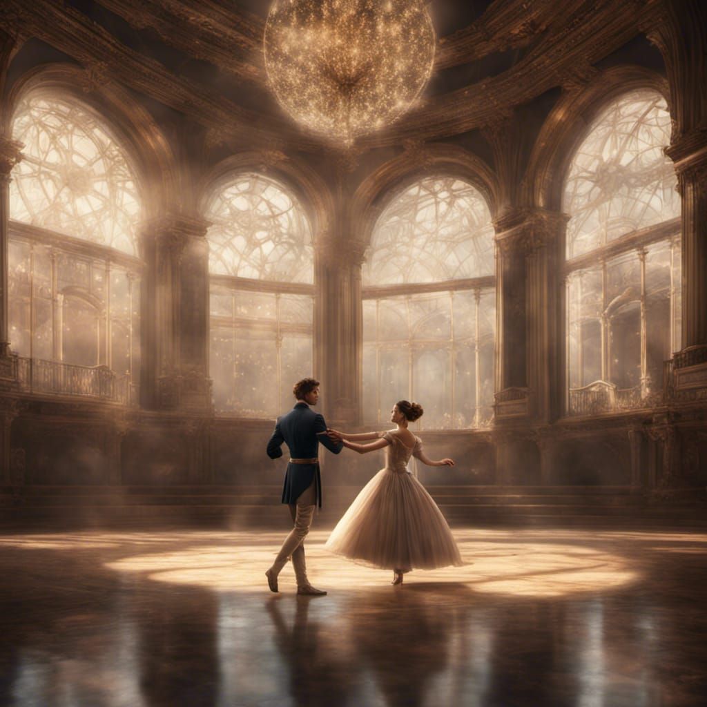Princess and Prince Dance in Glass Ballroom