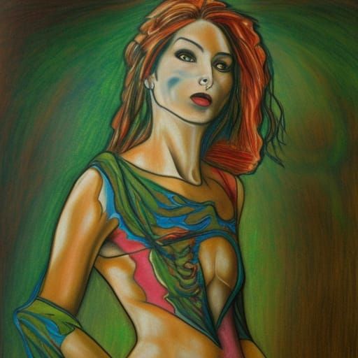 Poison Ivy: Epic Crayon Drawing with Vivid Detail