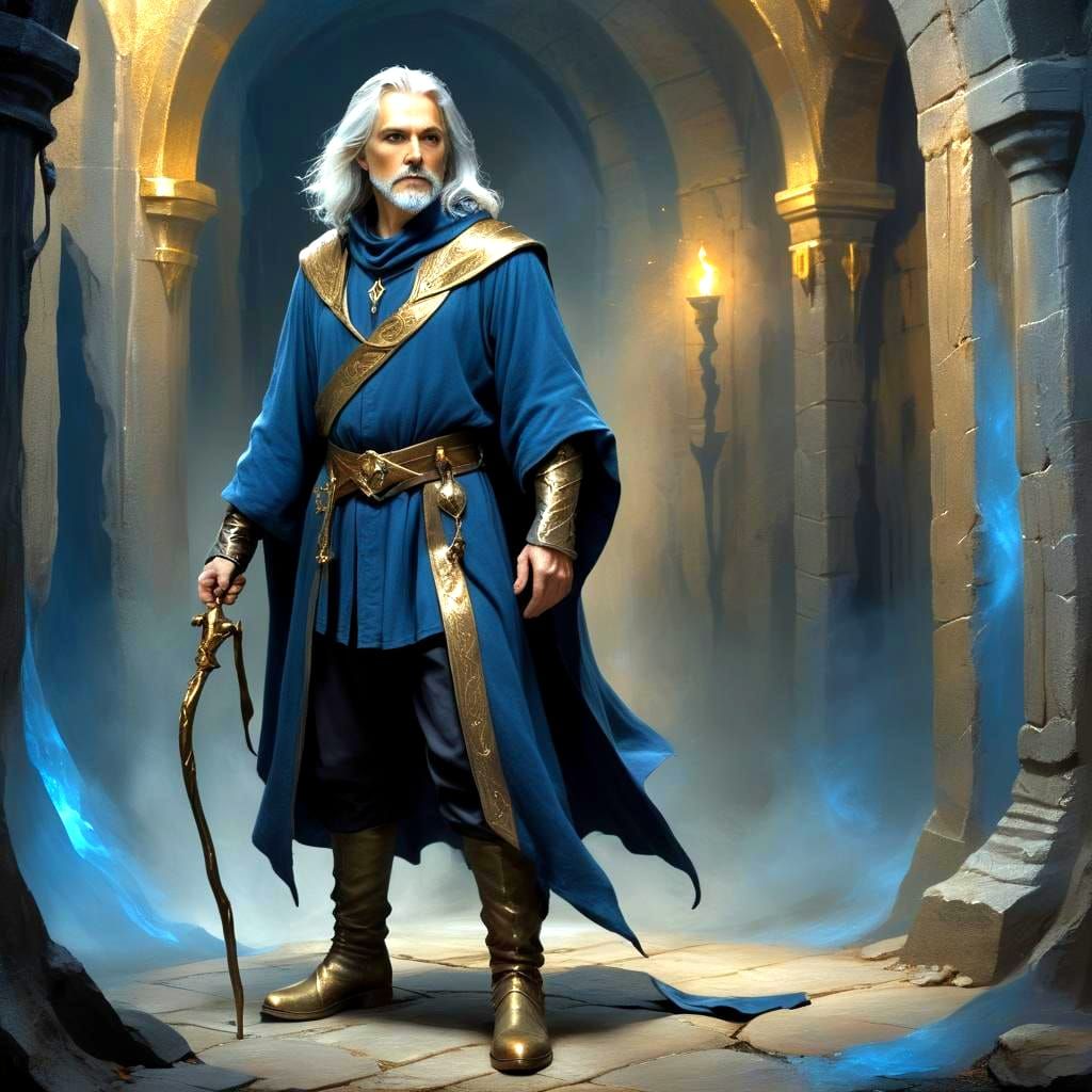 Handsome Silver-Haired Wizard in a Dungeon