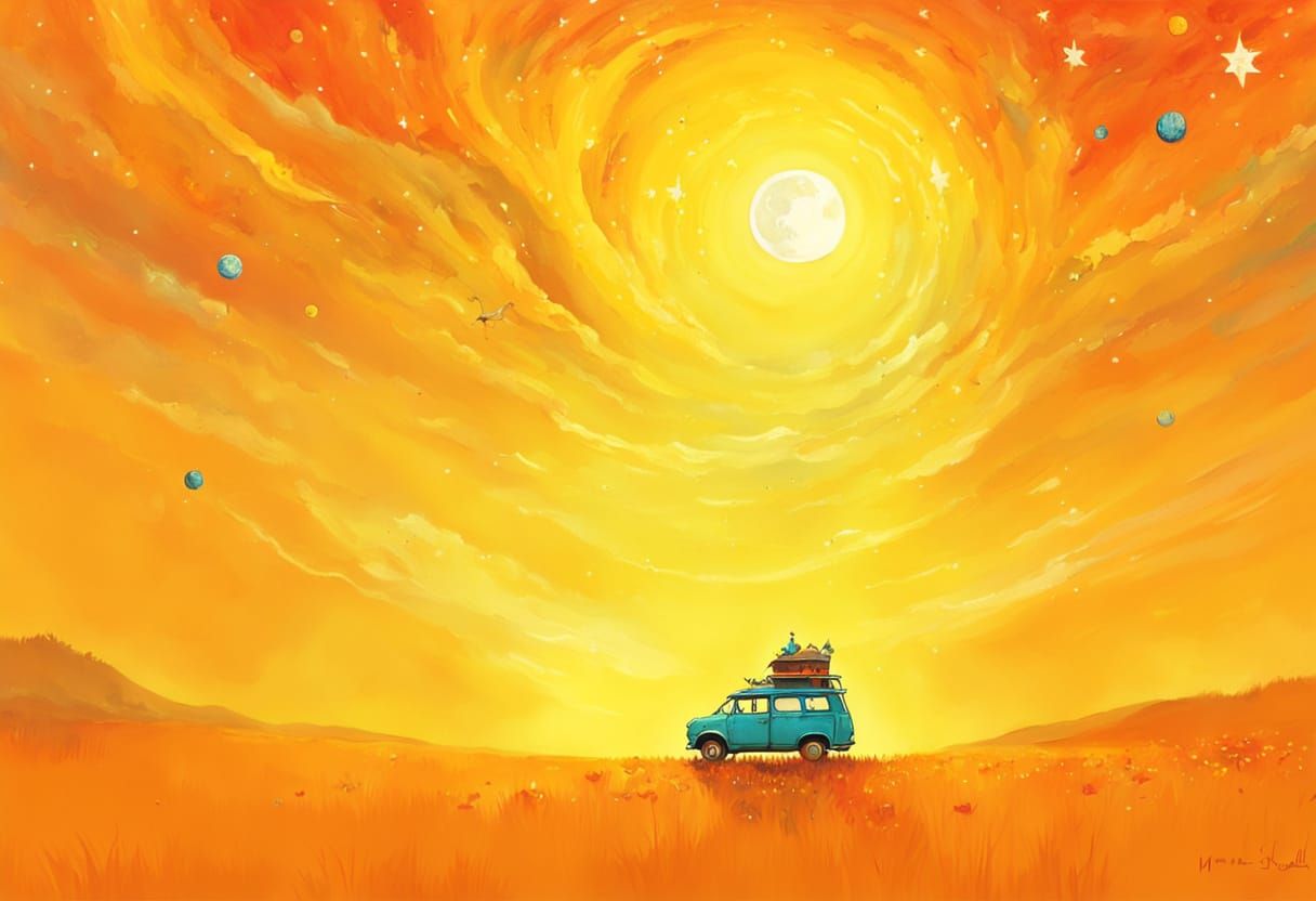 Whimsical Sci-Fi Fantasy Landscape in Studio Ghibli Style