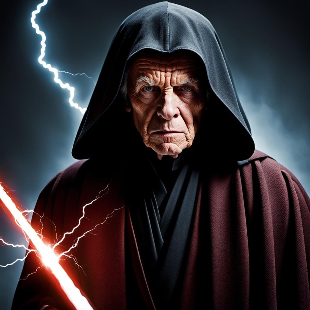 Menacing Darth Sidious Portrait with Force Lightning