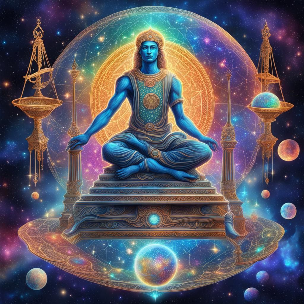 Libra: Holographic Cosmic Illustration in Mixed Media