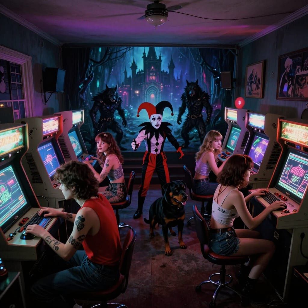 80s Goth Party Dorm Room with Arcade & Fantasy Castle