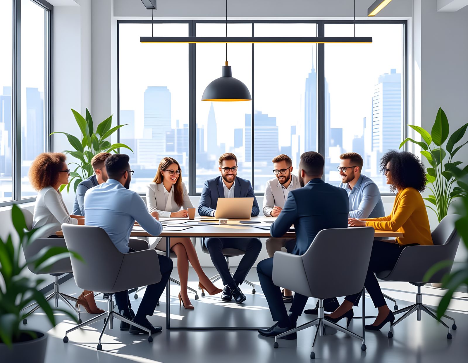 Diverse Teamwork in Modern Office