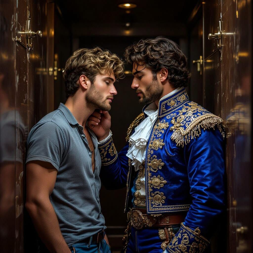 Handsome Bullfighter and Smitten Man in Seductive Moment