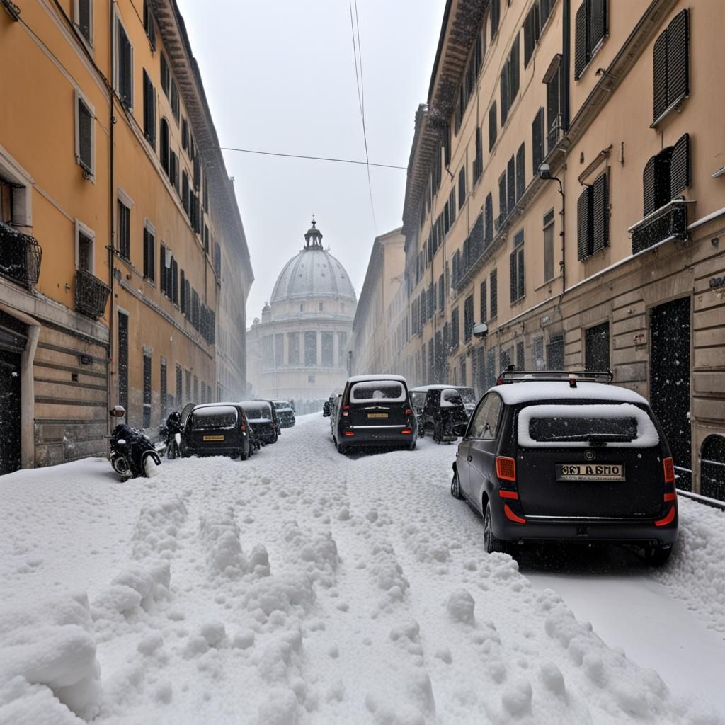 Snow Chaos Engulfs Rome