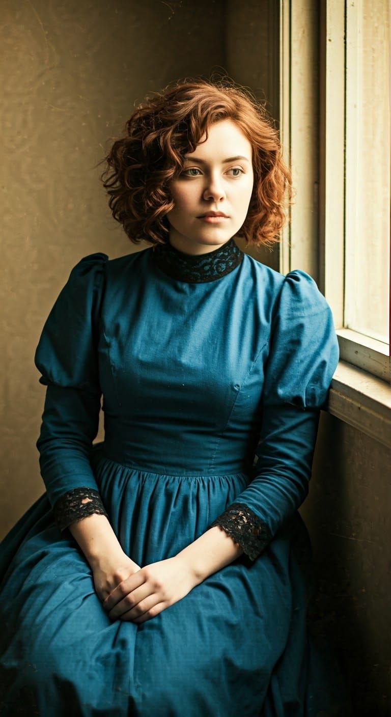 Victorian-Era Woman in Sepia-Toned Portrait