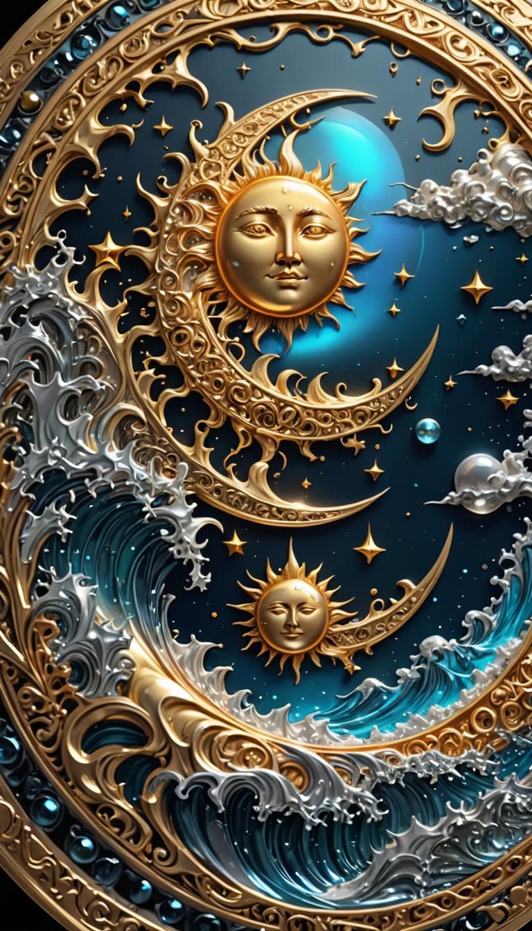 Crystal Liquid Metal: Moon and Sun Creation