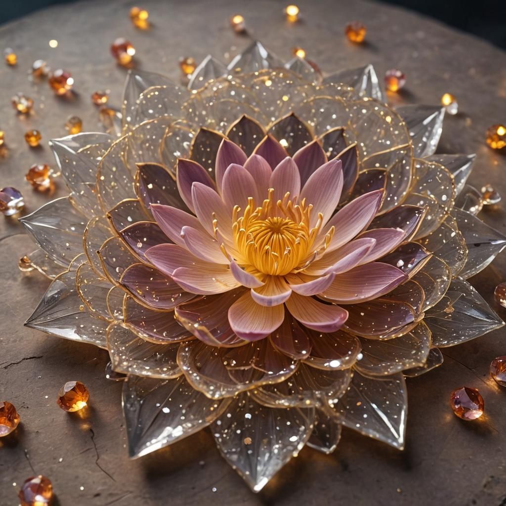 Saffron Crystal Lotus with Constellation Glow