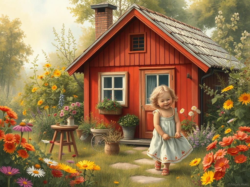 Cozy Swedish Summer House with Whimsical Garden