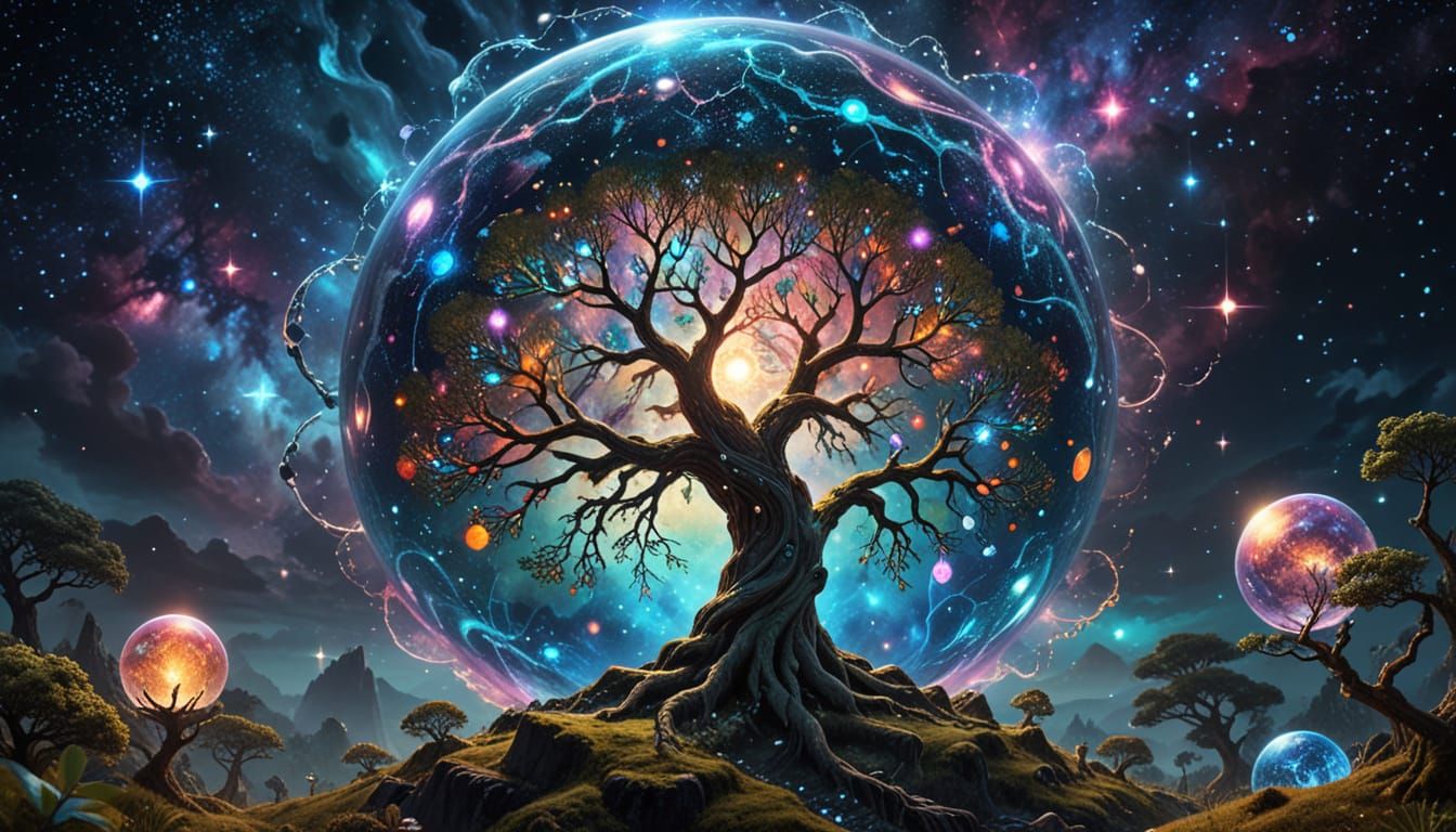 Luminescent Spheres Form Yggdrasil Tree in Galactic Setting