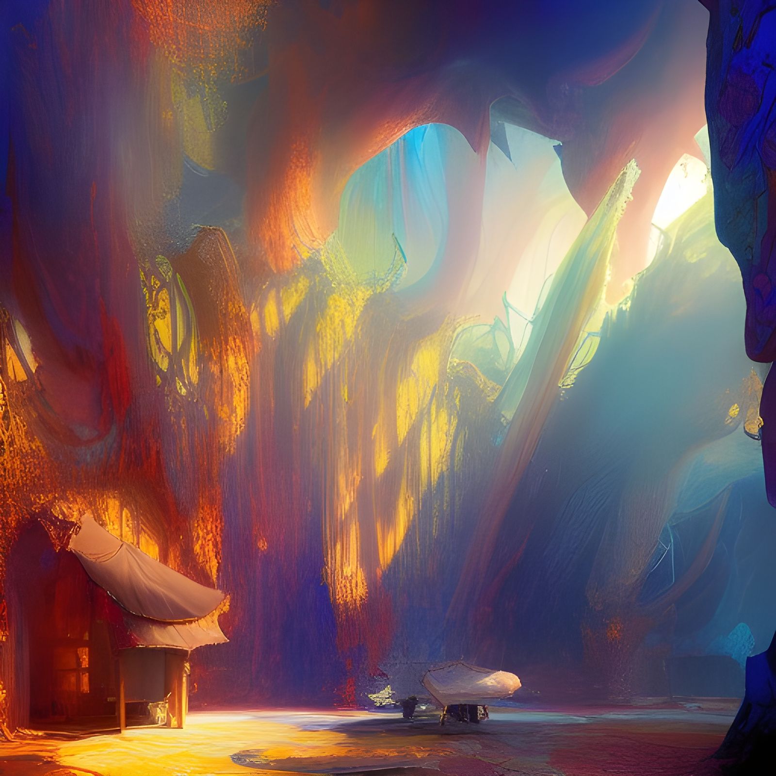 Amber Room: Detailed Oil Painting in Fantasy Style