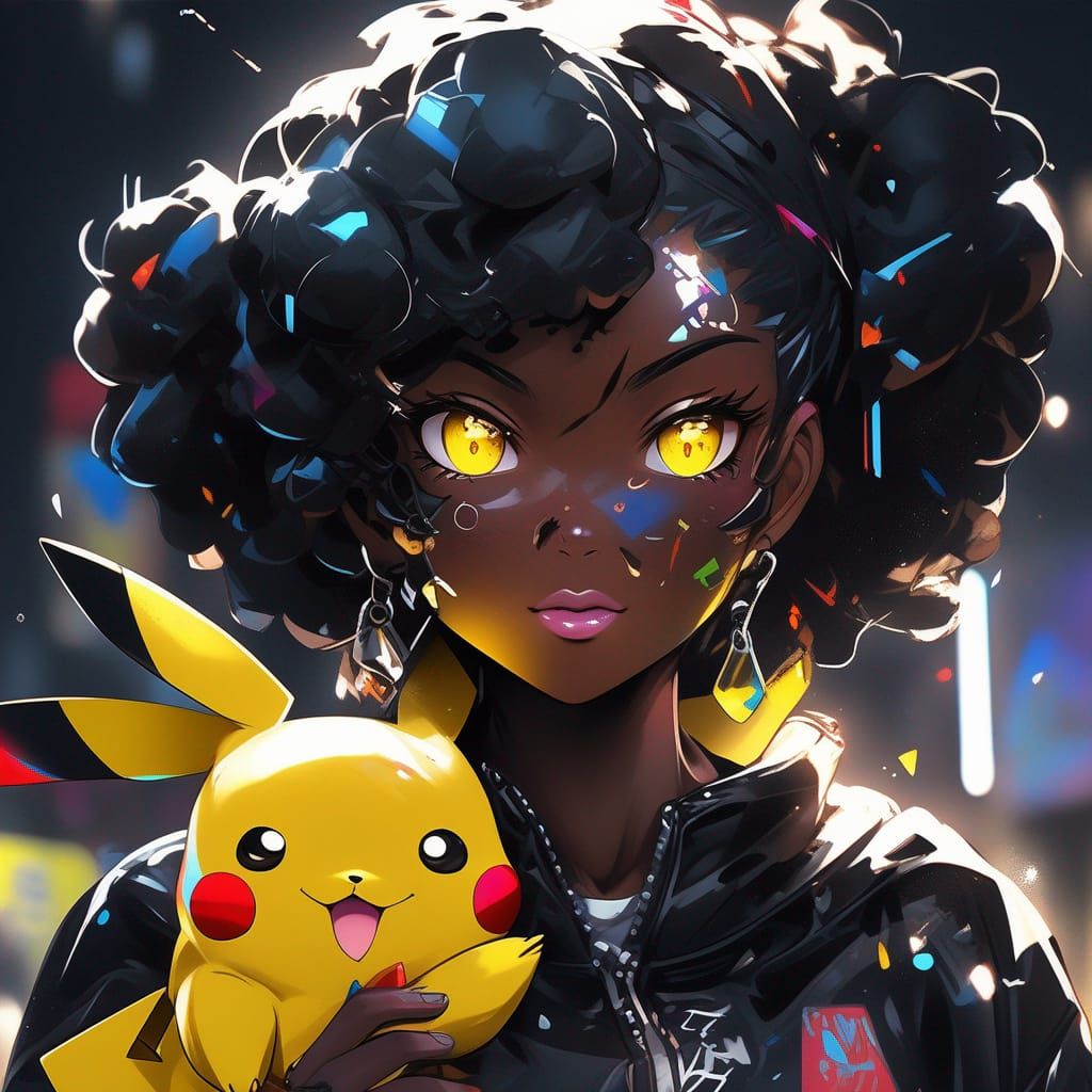 Anime Girl Cosplay: Pikachu Costume in Graffiti Art Style