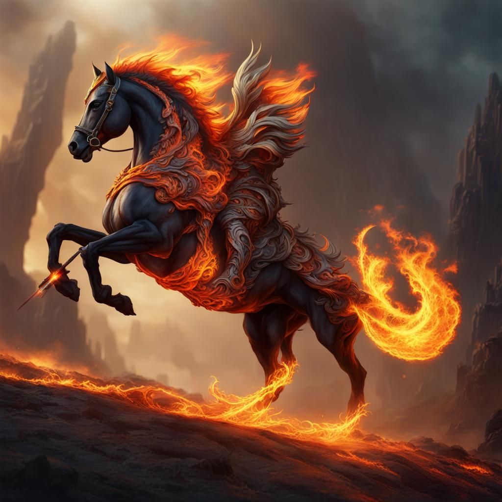 Fiery Steed of Agni: Detailed Matte Painting
