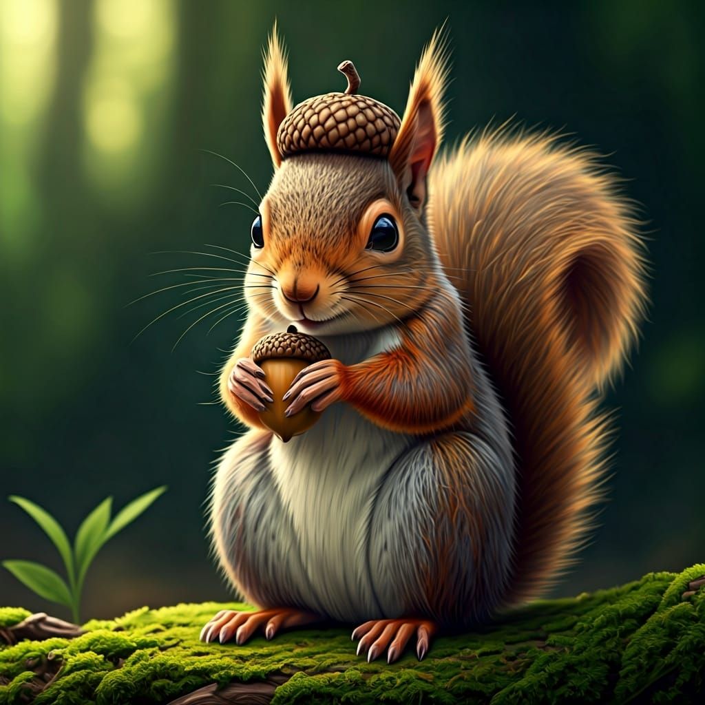 Whimsical Squirrel Portrait in Beatrix Potter Style