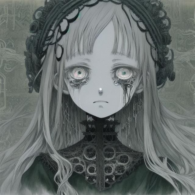 Gothic Lolita Anime Girl in Manga Style