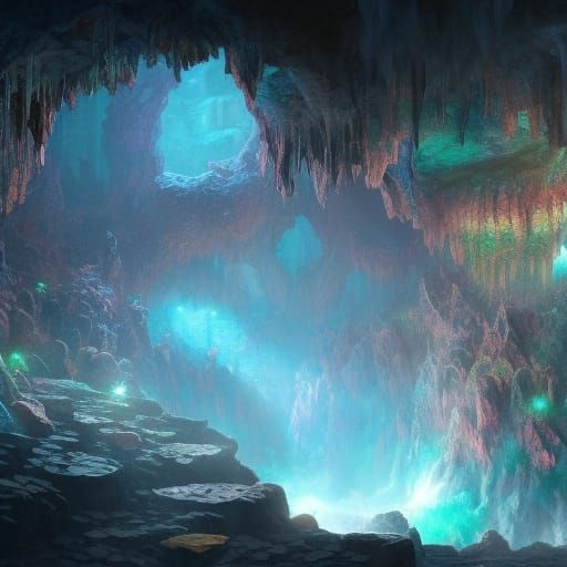 Crystalline Subterranean Cave: Fantasy Concept Art