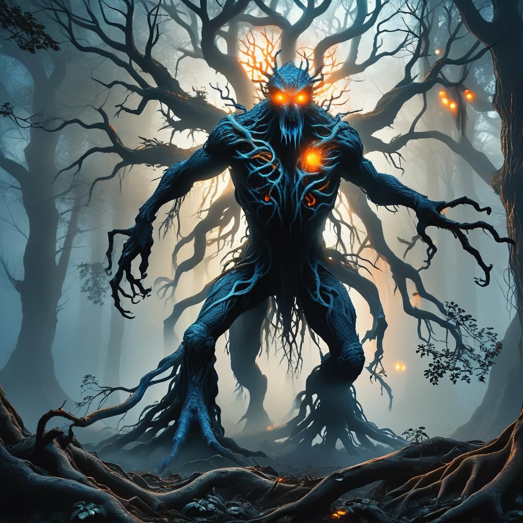 Cryptid in Misty Forest: High Fantasy Concept Art