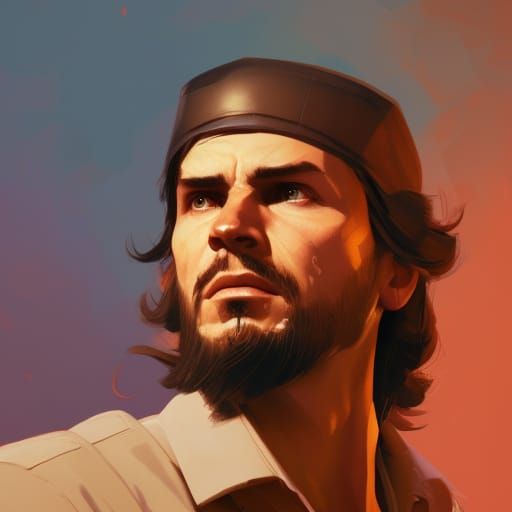 Stylized Portrait of Che Guevara in Digital Art