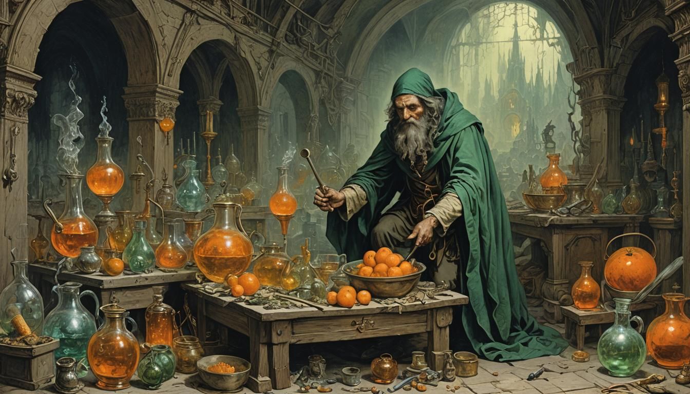 Victorian Alchemist's Laboratory with Homunculus