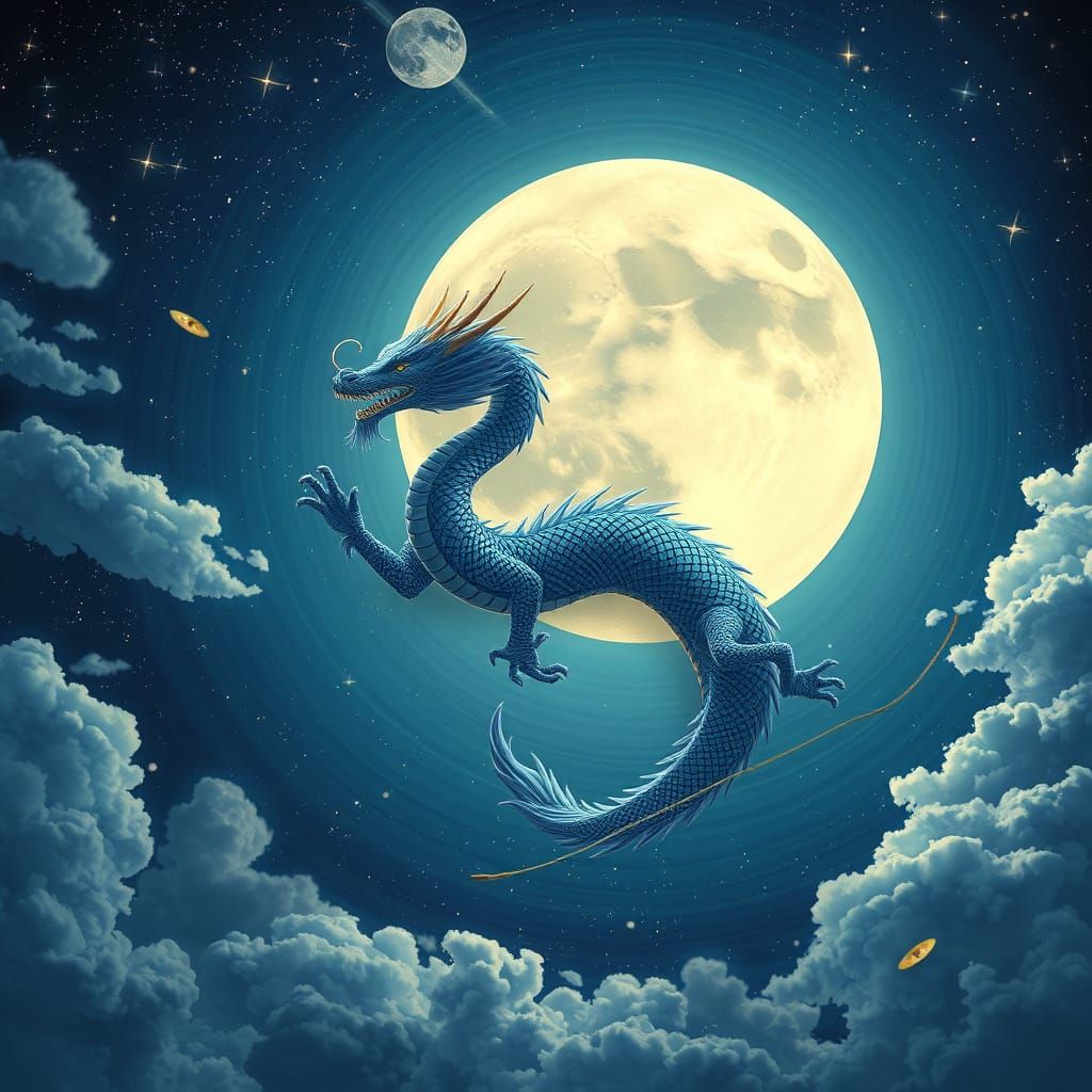 Ethereal Dragon Under Celestial Canvas