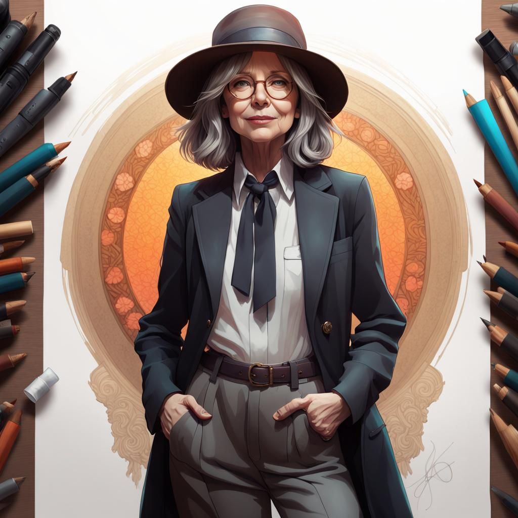 Young Woman Portrait in Art Nouveau Style