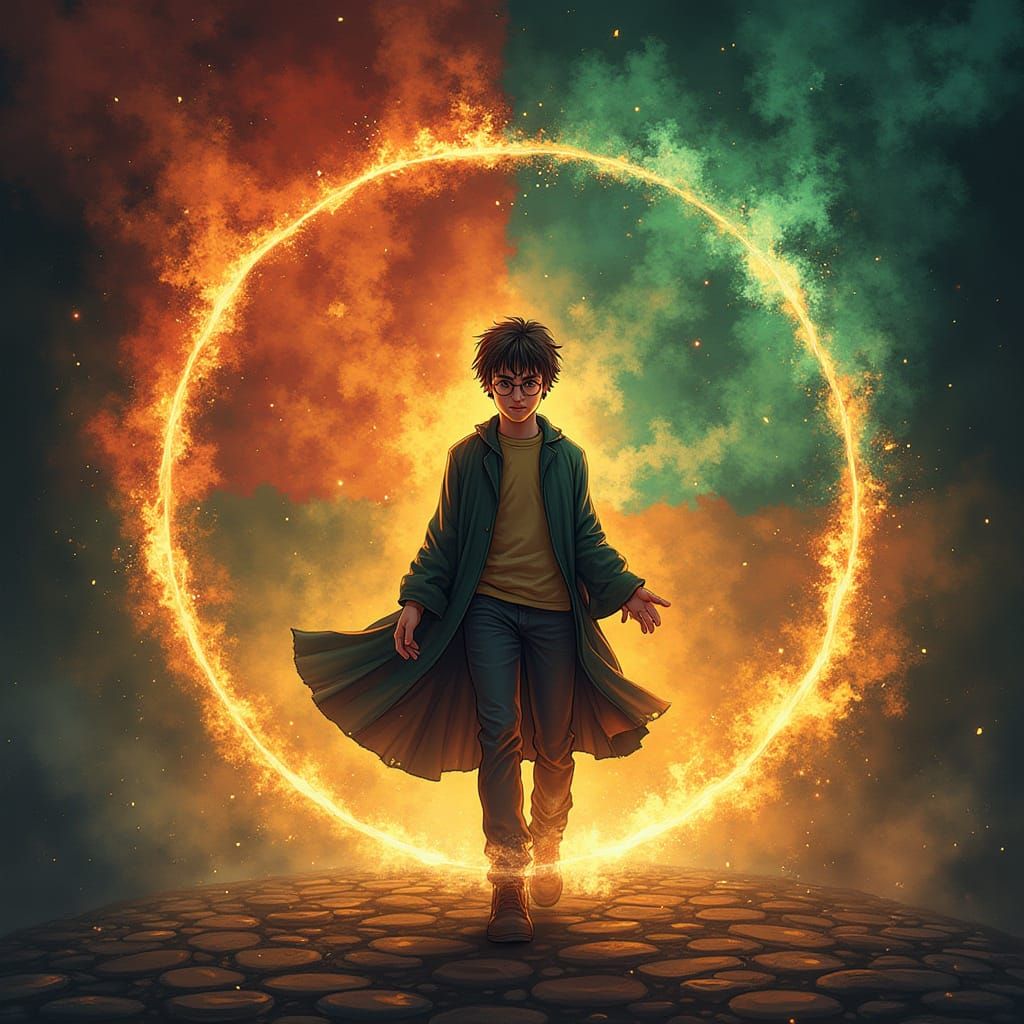 Harry Potter Cover Art with Four Arched Symbols in a Circle ...