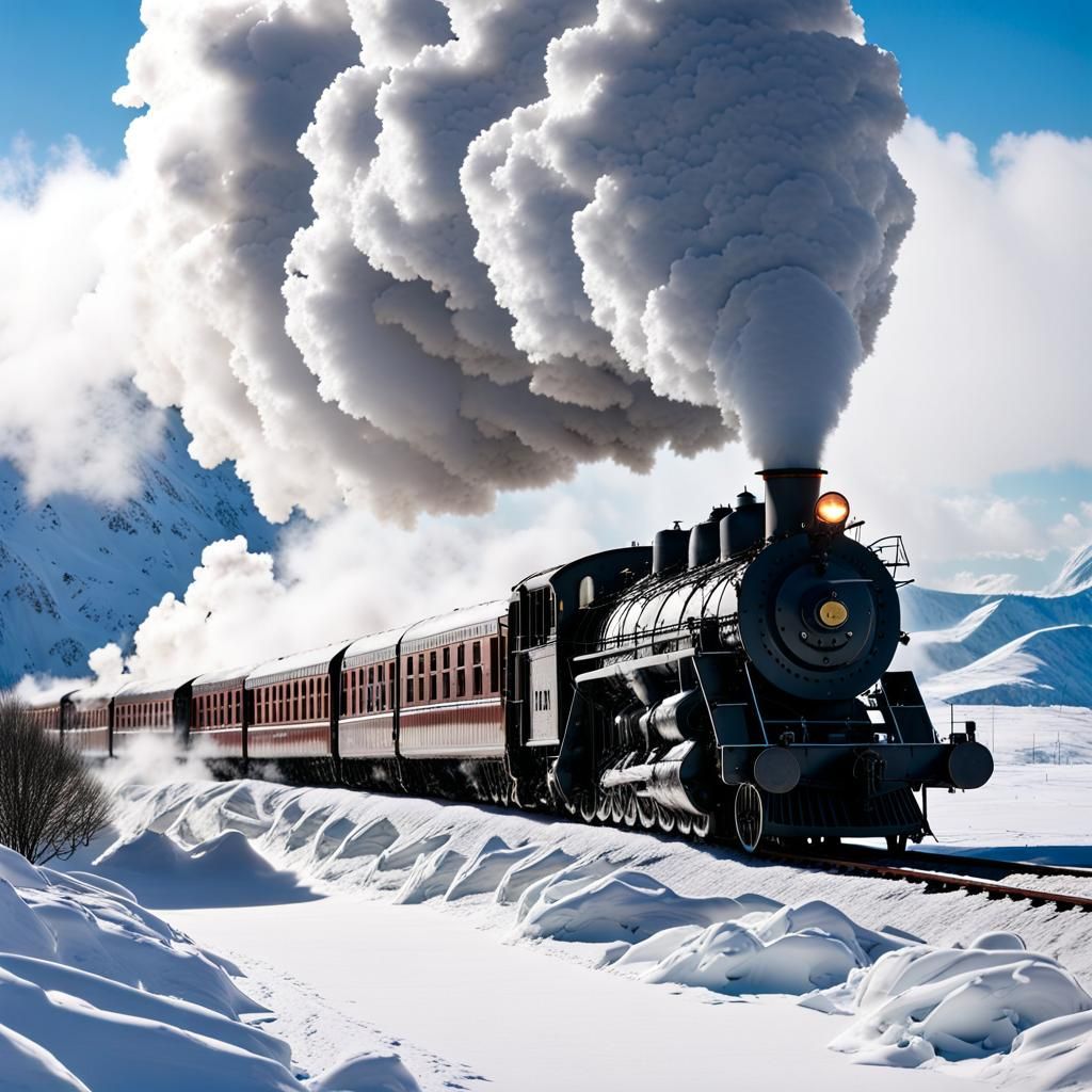 Steam Train Blazing Through a Winter Wonderland
