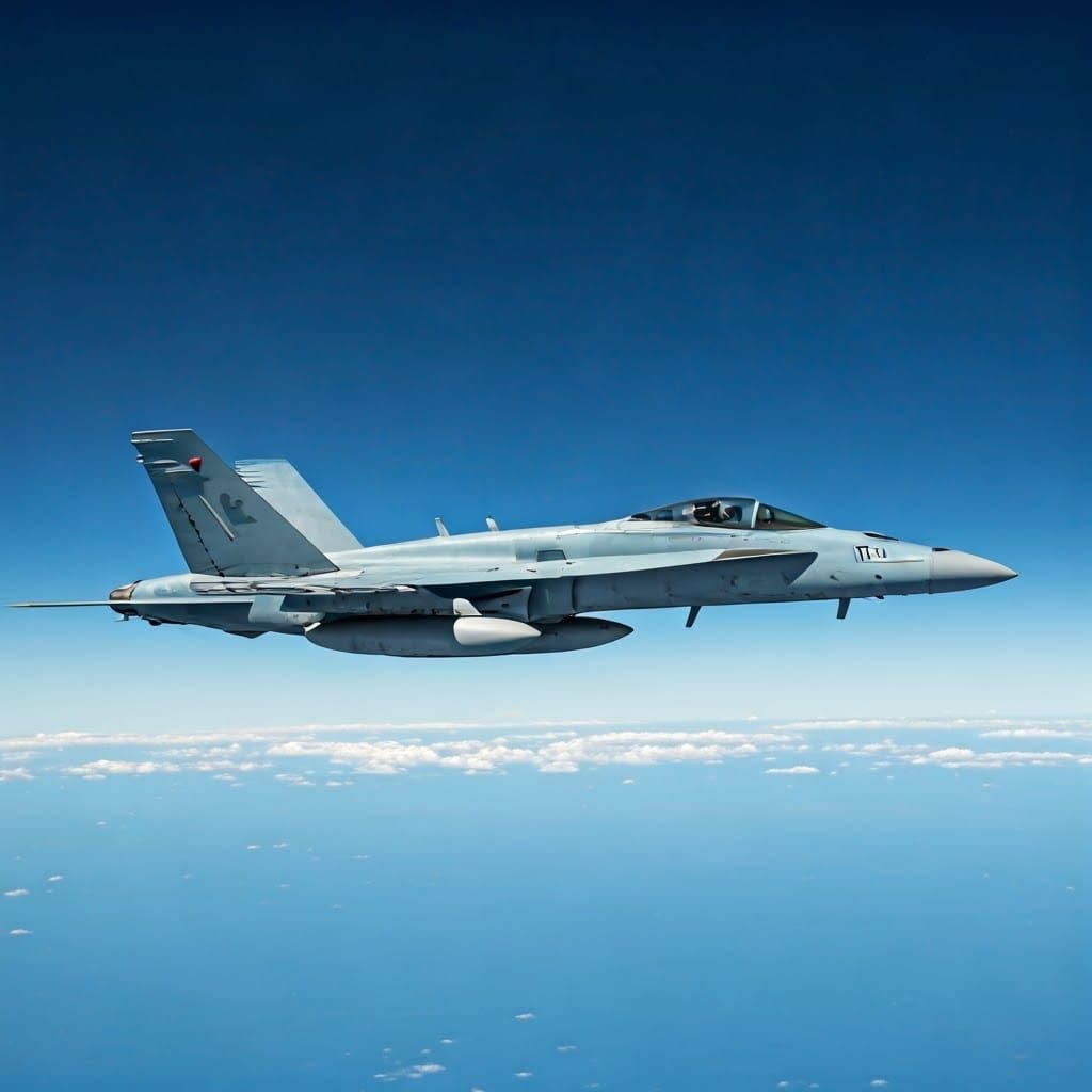 F/A-18 Squadron Soars in Endless Blue Skies