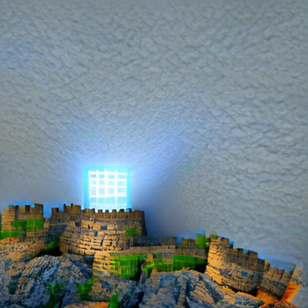 Detailed Minecraft Fortress with Volumetric Lighting