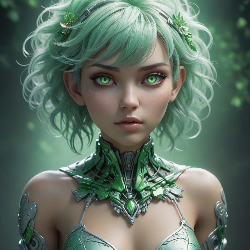 Dreamlike Gynoid Idol in Ethereal Fantasy Realm