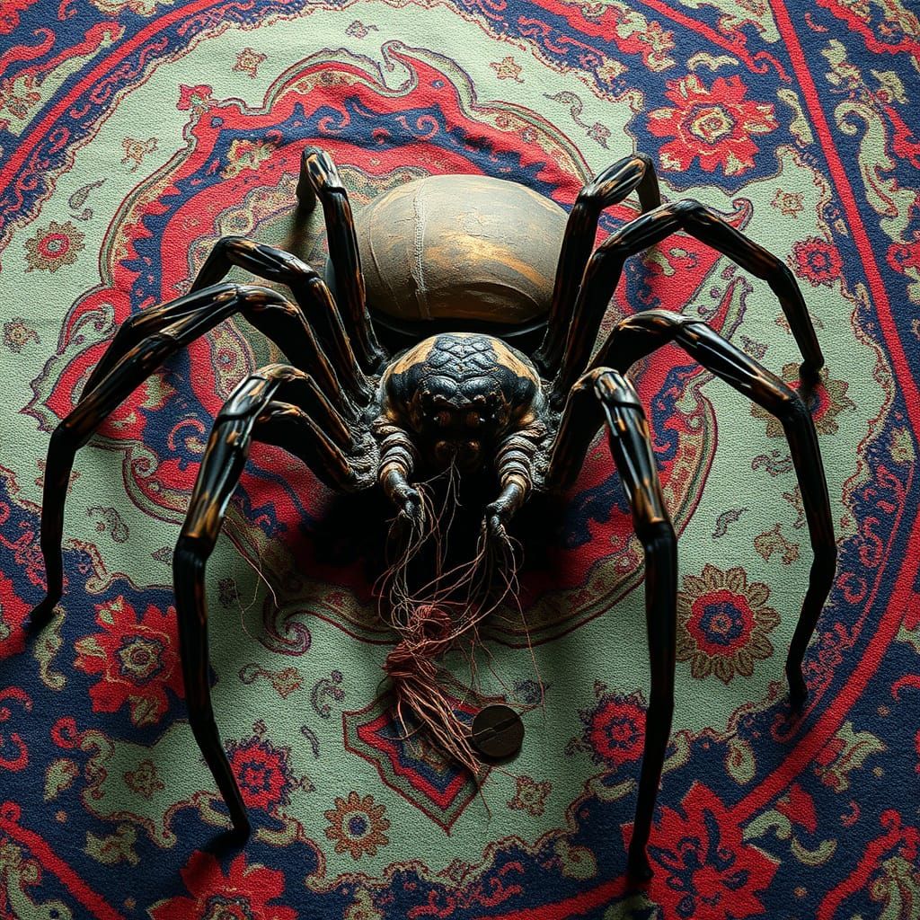 Spider and the Swirling Rug: A Digital Art Nightmare