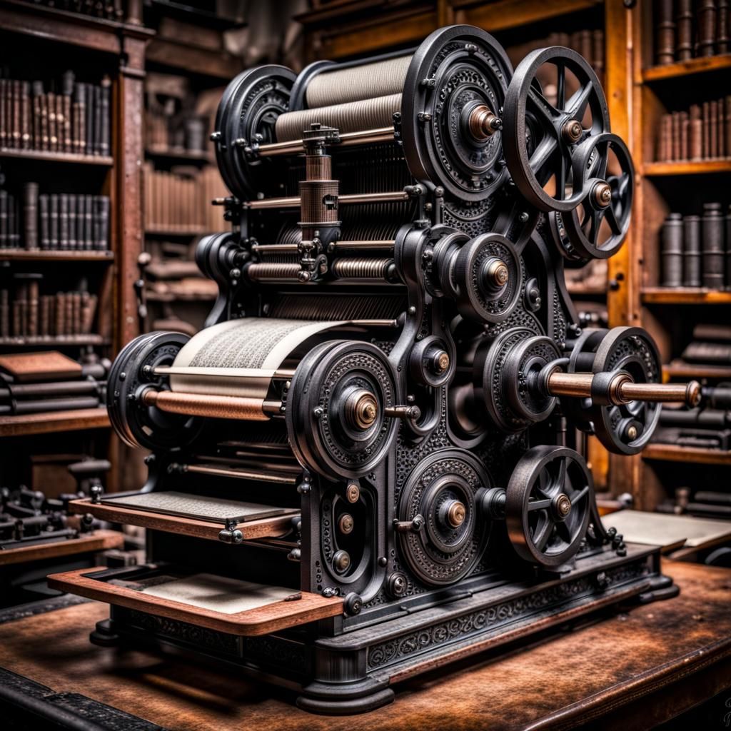 Antique Heidelberg Letterpress in Hyperrealistic Style