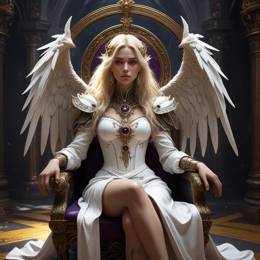 Gothic Archangel in Dark, Twisted Hellish Throne