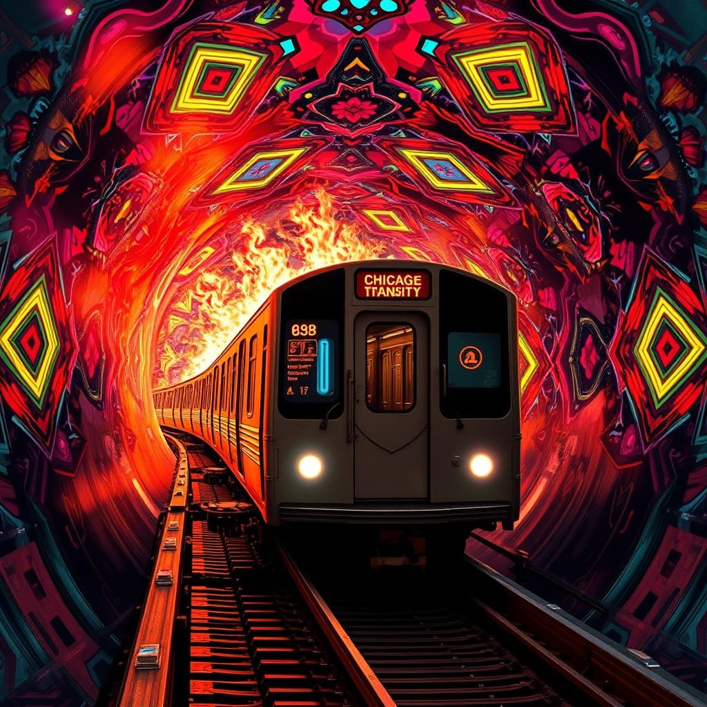 Cyberpunk Train Blasts Through a Kaleidoscope Tunnel