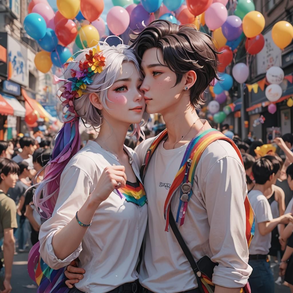 Pride Month: Gender-Fluid Couple in Anime Style