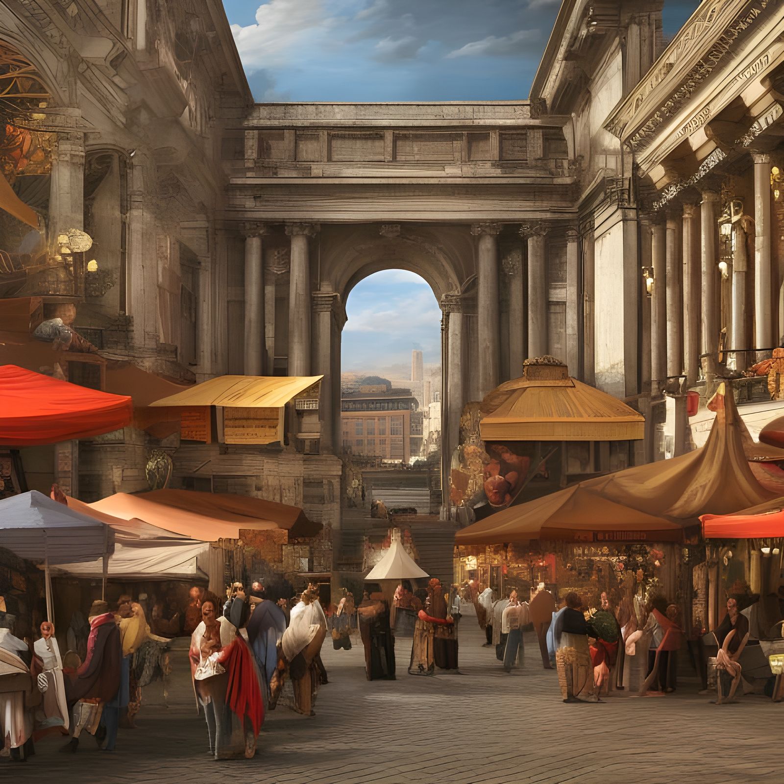 Hyperrealistic Roman Market Entrance in 8k Resolution