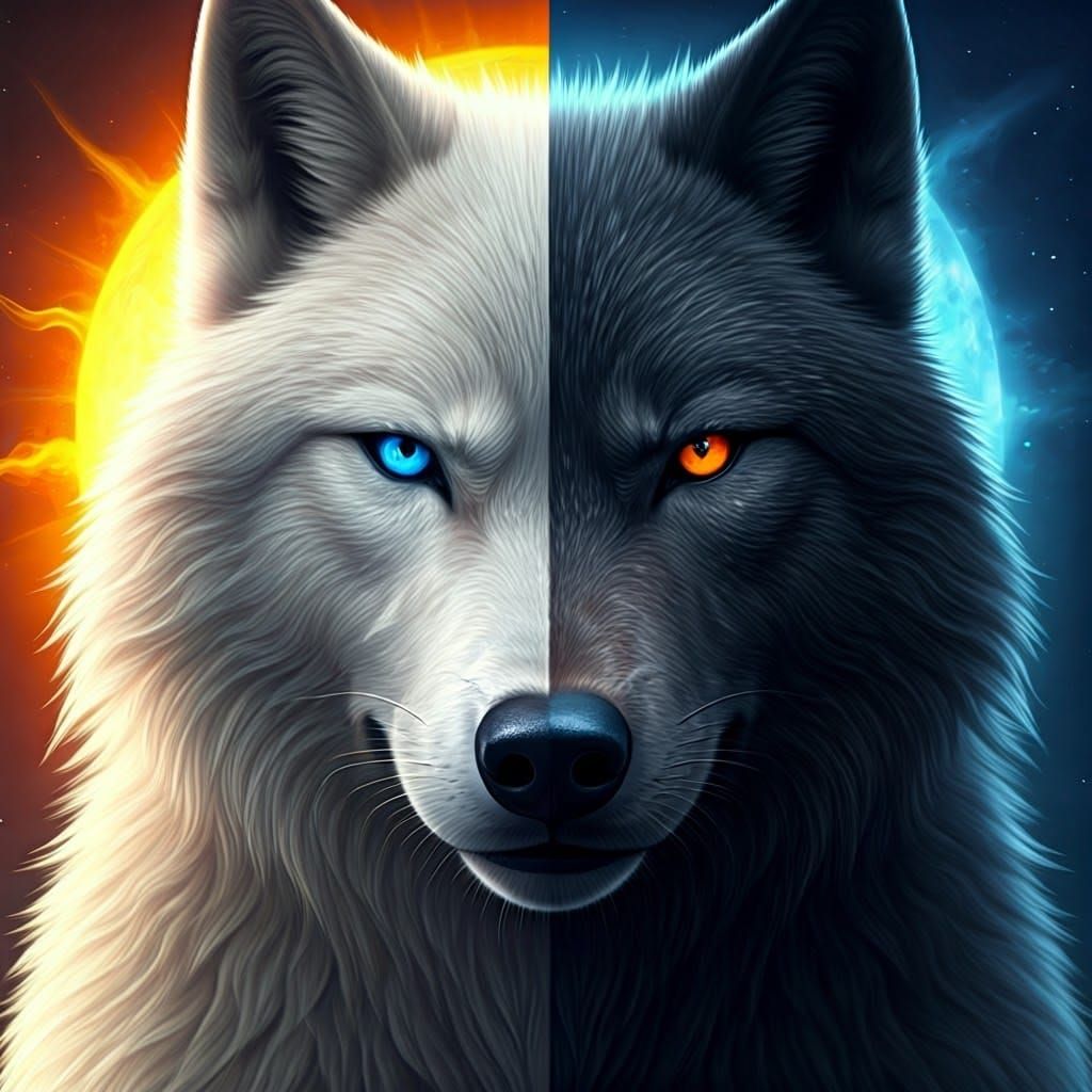 Split Wolf Portrait: Lunar and Solar Factions