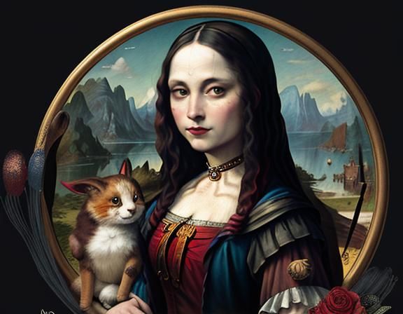 Harley Quinn as Mona Lisa in Beatrix Potter Style