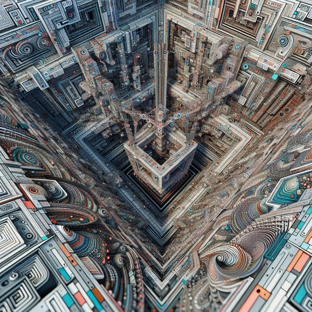 Surreal Optical Illusion in 3D Rendering Style