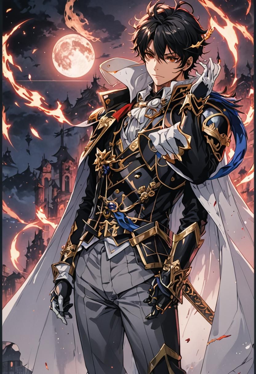 Anime Vampire Prince in Cel-Shaded Style