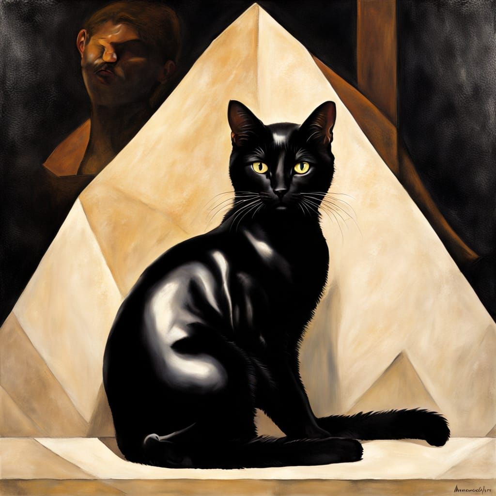 Cat in Leather Glows in Dramatic Light