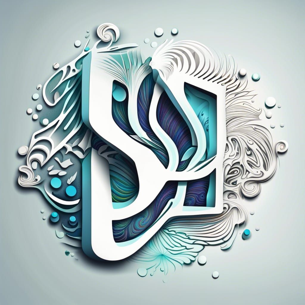 Abstract Vector Fractal Logo Design with 3D Shading