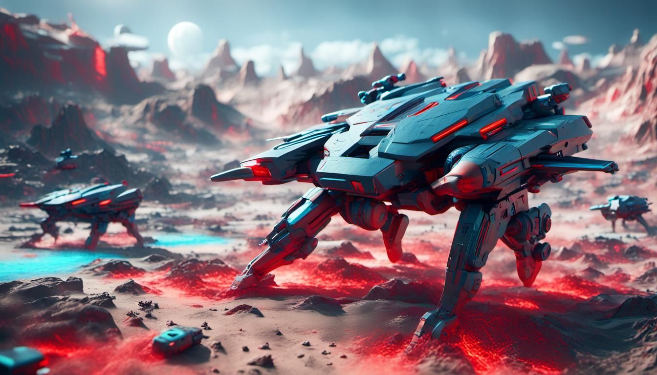 Futuristic Battlefield in Anaglyph 3D Render