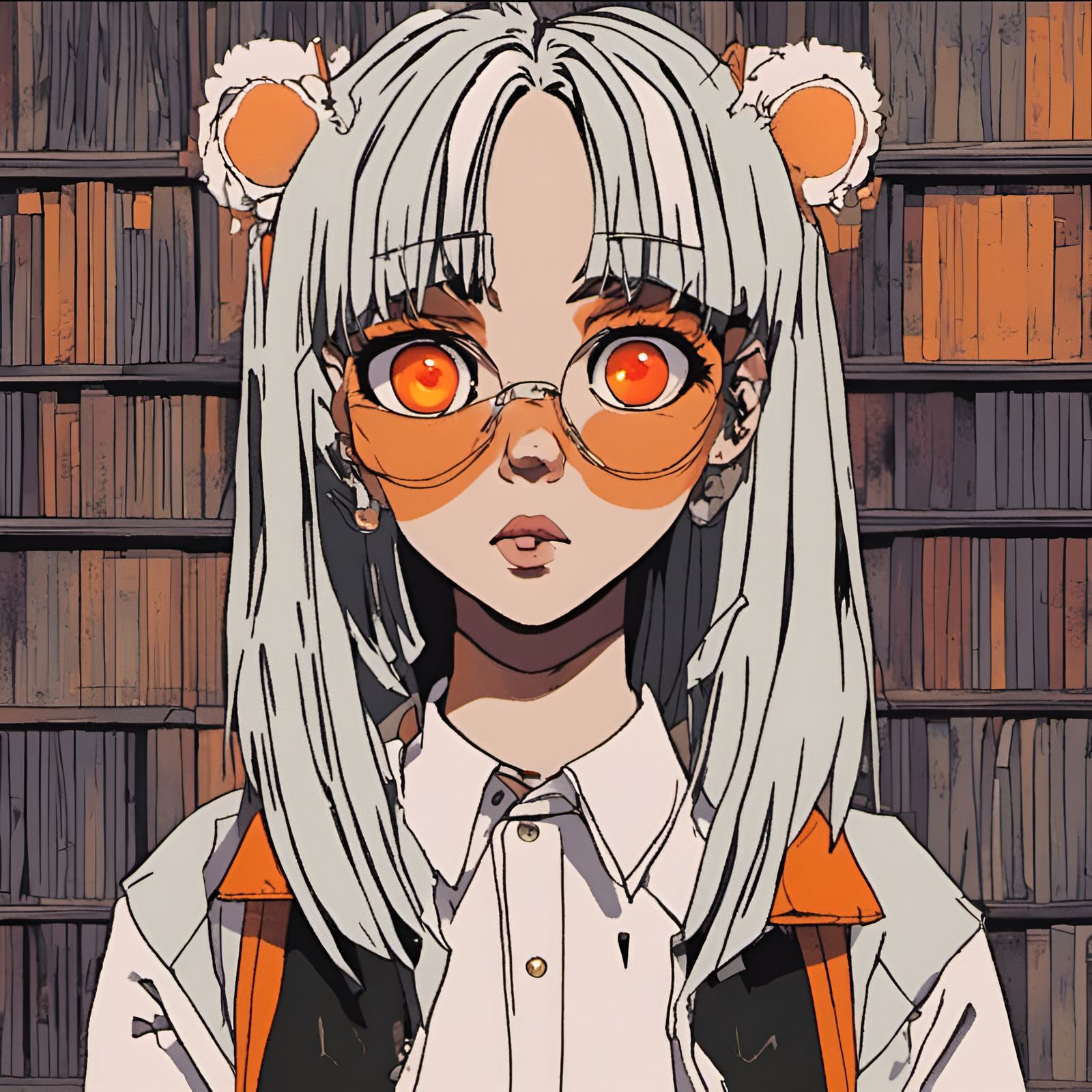 Gothic Anime Girl with Glowing Eyes in 1990s Style