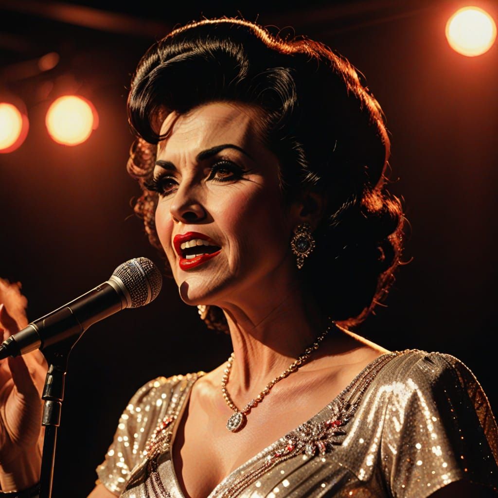 Wanda Jackson Rockabilly Portrait in Vintage Style